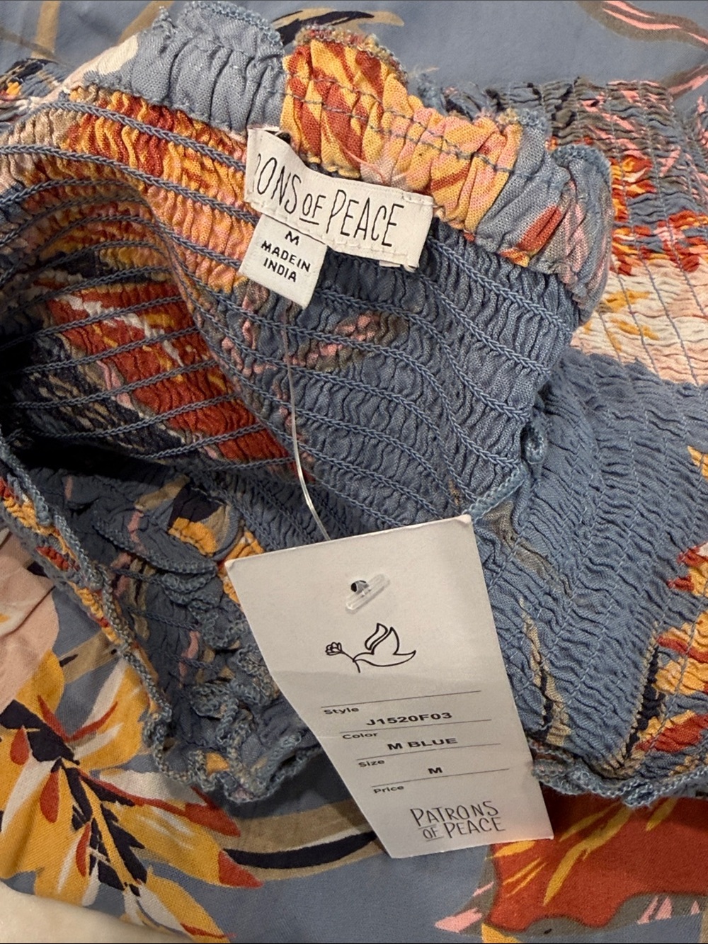 Patrons of Peace Blue Tropical Off-Shoulder Maxi Dress - Picture 2 of 3